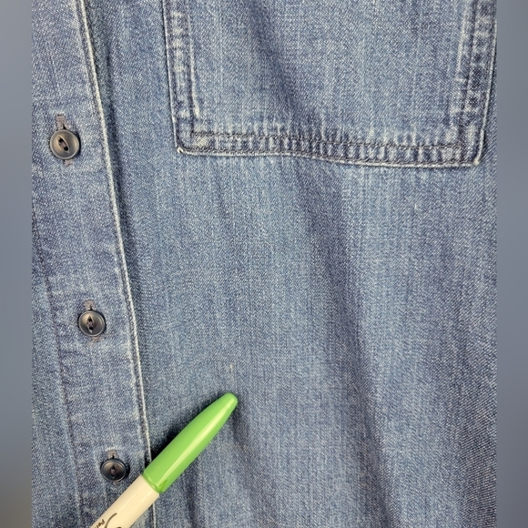 Madewell Dress Small Chambray Denim Blue Long Sleeve Button Front Collared Solid - Picture 7 of 11